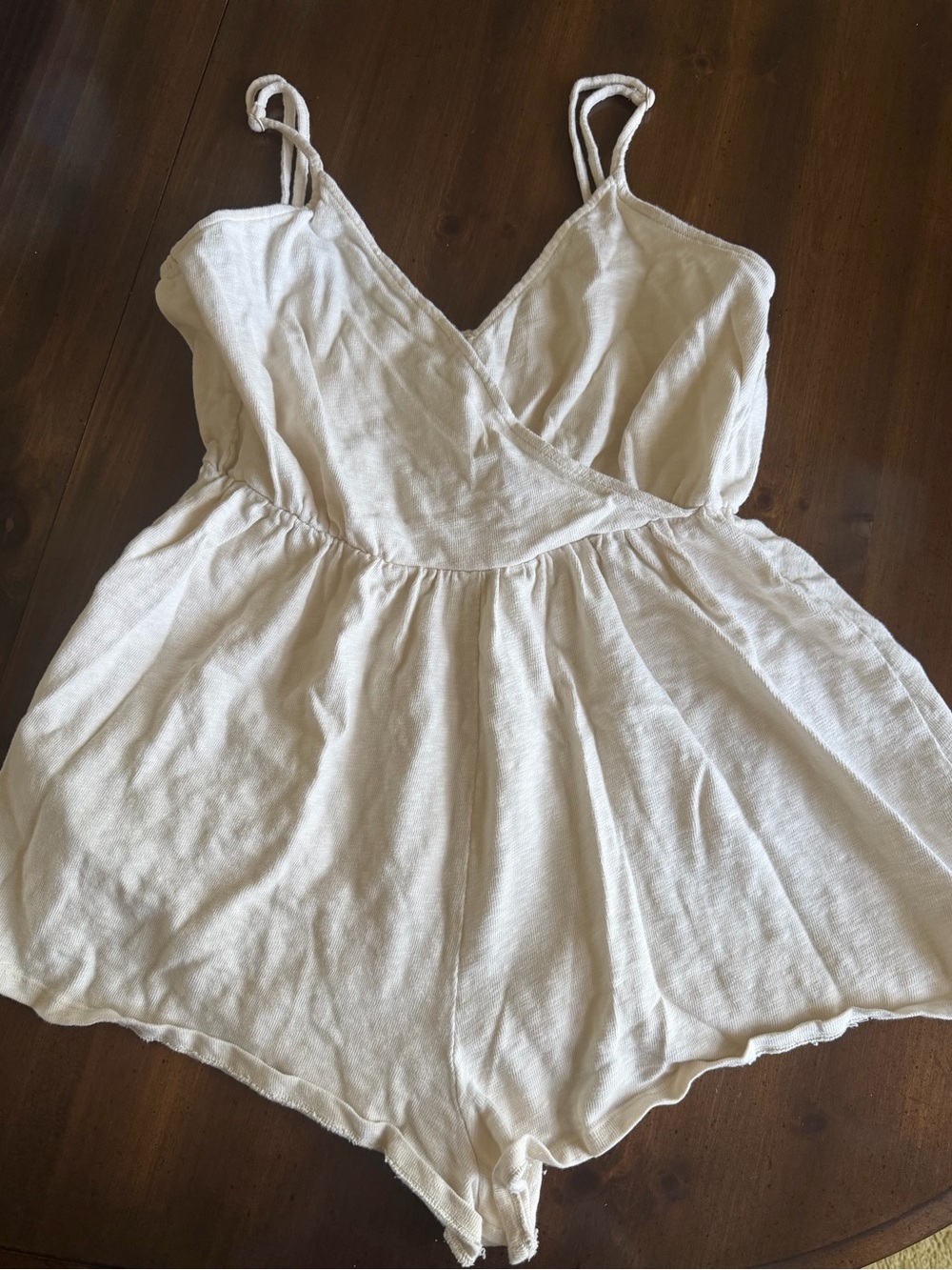 American Eagle 100% Cotton Cream Spaghetti-Strap Romper